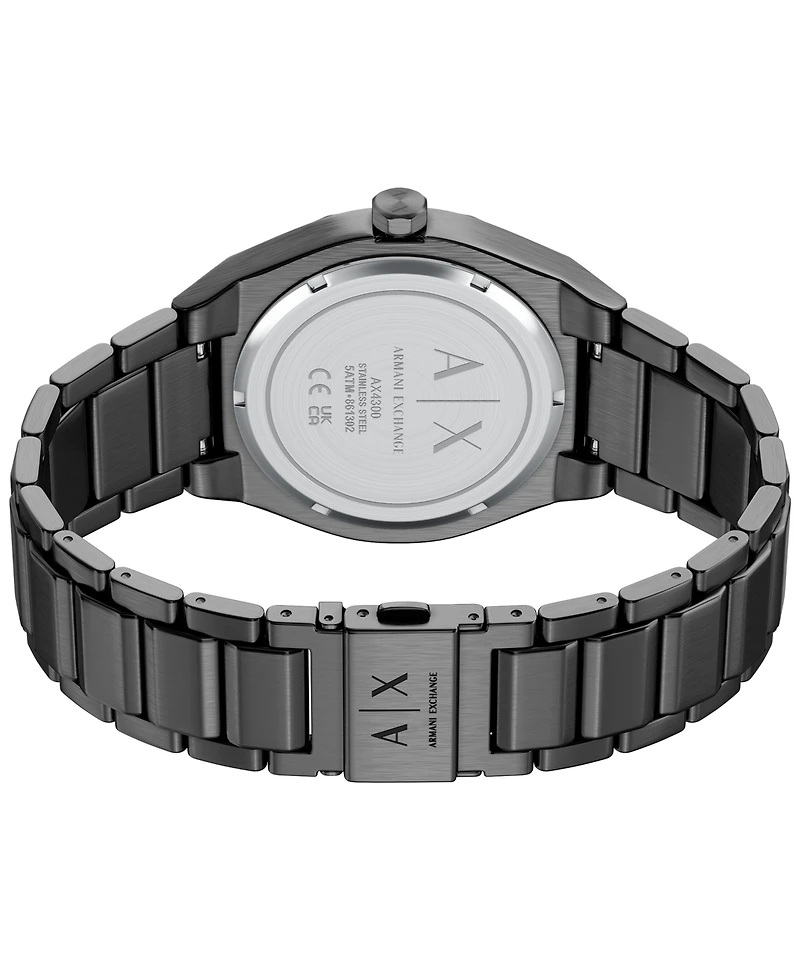 Armani Exchange Men's Sync Quartz Day-Date Gunmetal Stainless Steel Watch 42mm