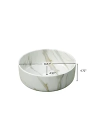 Busdays 14 Inch Round Ceramic Vessel Bathroom Sink with Stone Pattern No Faucet No Cabinet