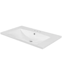 Busdays 30 Inch Ceramic Bathroom Vanity Top Basin Single Sink with 3 Pre Drilled Faucet Holes