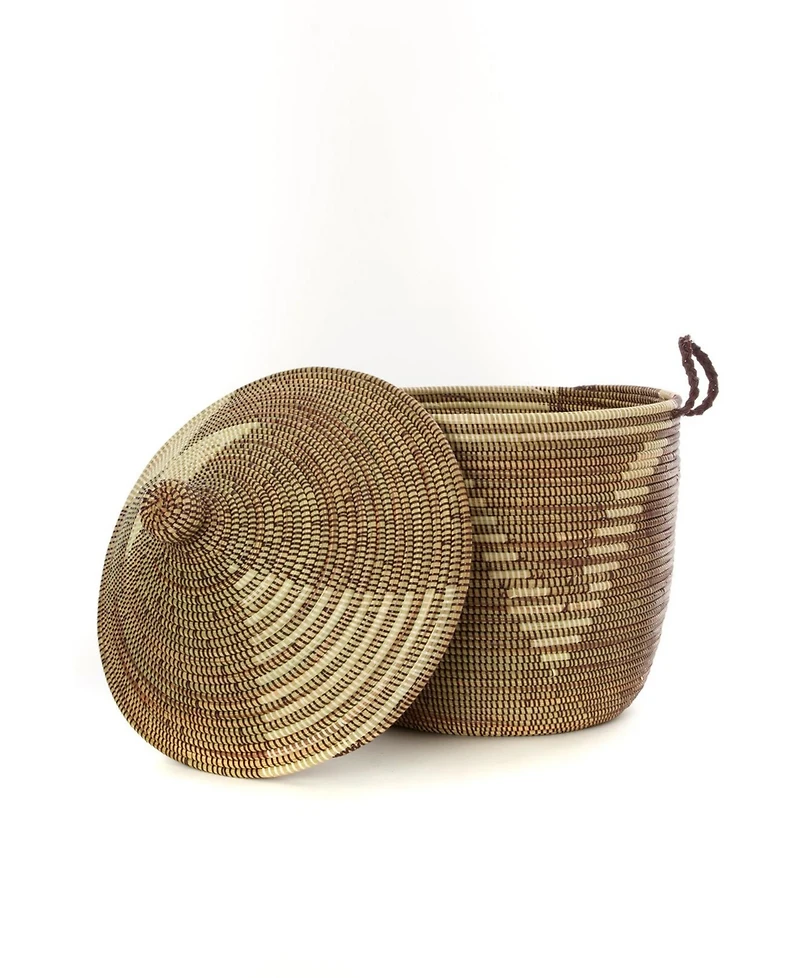 African Modern Cream Tribal Design Basket