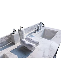 Sillysis 31/37/43 Inch Carrara Marble Stone Vanity Top with Ceramic Undermount Sink and Backsplash, Polished Surface for Vanity Cabinet