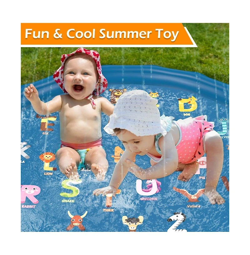 Aofar 60" Splash Pad Sprinkler Play Mat Outdoor Pool Dog Kids