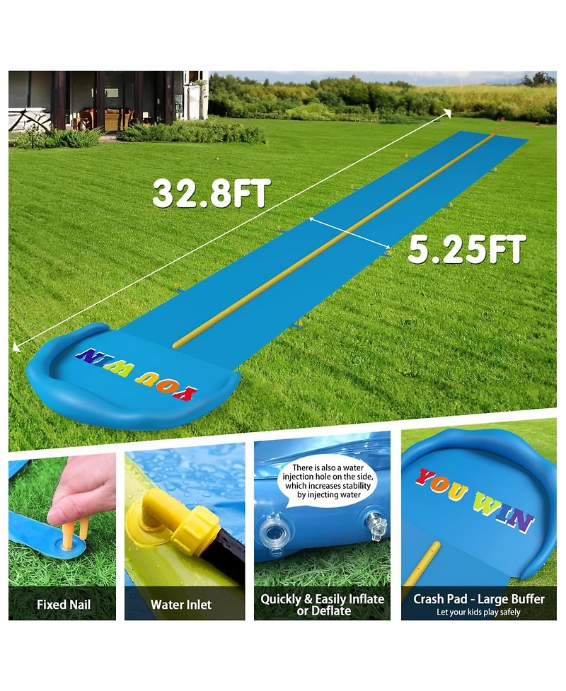 Aofar 32.8Ft Inflatable Water Slide Double Lane Outdoor Play