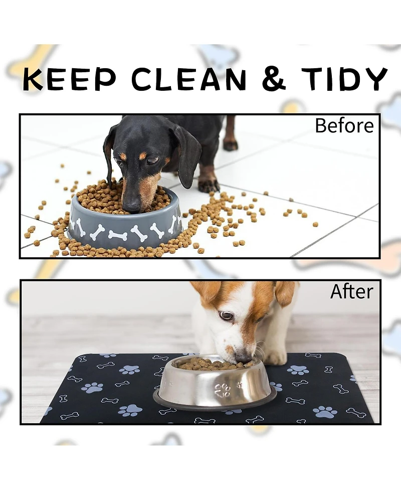 Aronkl Pet Cat Dog Feeding Mat Non-Slip Quick Dry Absorbent Easy Clean Durable