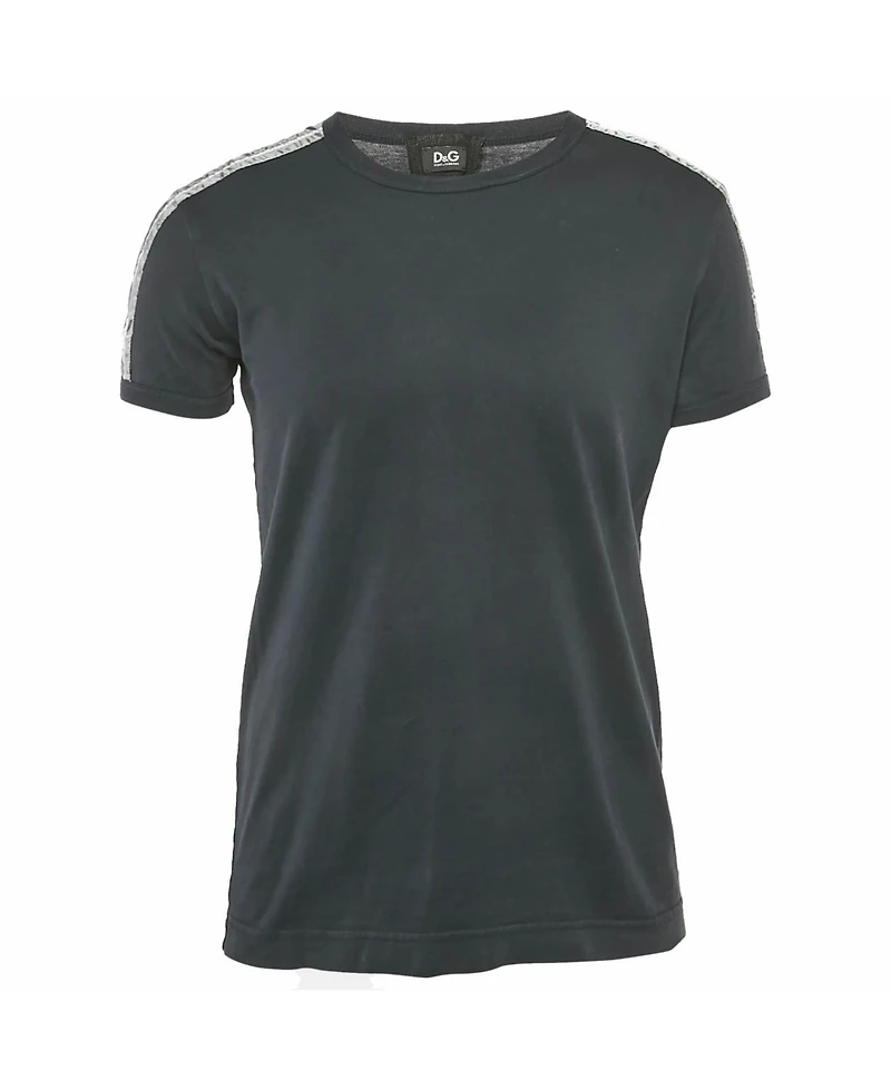 Pre-Owned Dolce & Gabbana Men's Cotton Striped Band Trim Detail Cotton T-Shirt