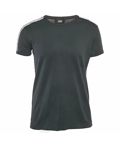 Pre-Owned Dolce & Gabbana Men's Cotton Striped Band Trim Detail Cotton T-Shirt