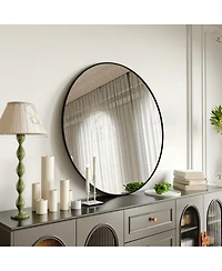Laoties 48" Oversized Round Wall Mirror, Large Modern Metal Circle Statement Mirror for Living Room