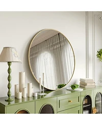 Laoties 48" Oversized Round Wall Mirror, Large Modern Metal Circle Statement Mirror for Living Room