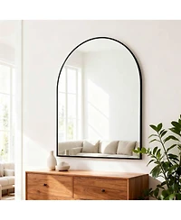 Laoties 30" x 36" Arched Metal Framed Wall Mounted Vanity Mirror for Bathroom, Bedroom and Entryway
