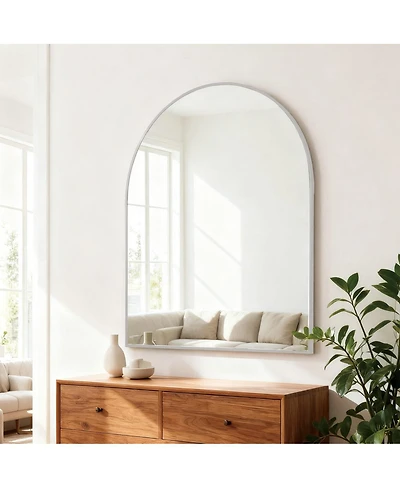 Laoties 30" x 36" Arched Metal Framed Wall Mounted Vanity Mirror for Bathroom, Bedroom and Entryway