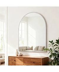 Laoties 30" x 36" Arched Metal Framed Wall Mounted Vanity Mirror for Bathroom, Bedroom and Entryway