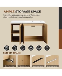 Sillysis 36 Inch Wall Mounted Bathroom Vanity with Resin Sink Top, Soft Close Doors, Space Saving Design for Modern Bathrooms