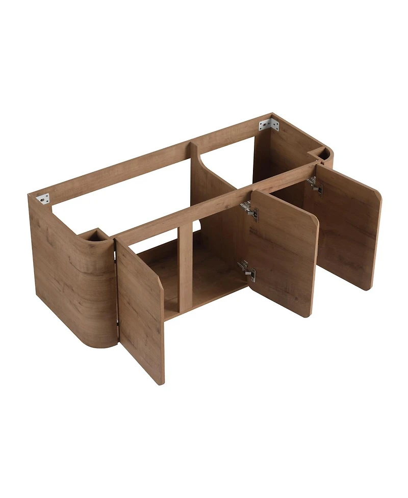 Sillysis 48 Inch Wall Mounted Modern Bathroom Vanity with Resin Sink, Soft Close Doors, Plywood Cabinet, Storage Space