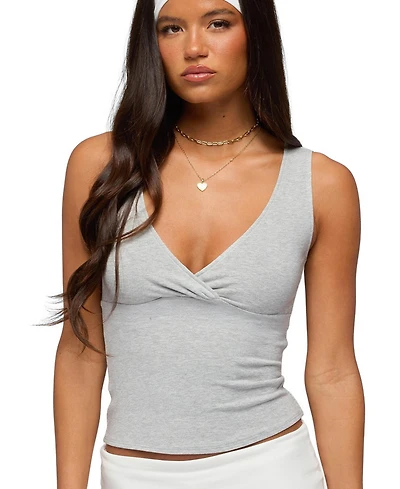 Edikted Women's Lalisa V Neck Ribbed Tank Top