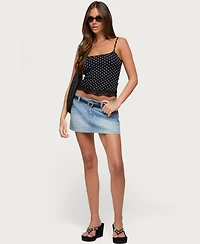 Edikted Womens Lyle Lacey Polka Dot Top