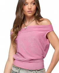 Edikted Women's Nolah Metallic Off Shoulder Top