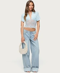 Edikted Women's Eloria Lacey Flutter Tie Top