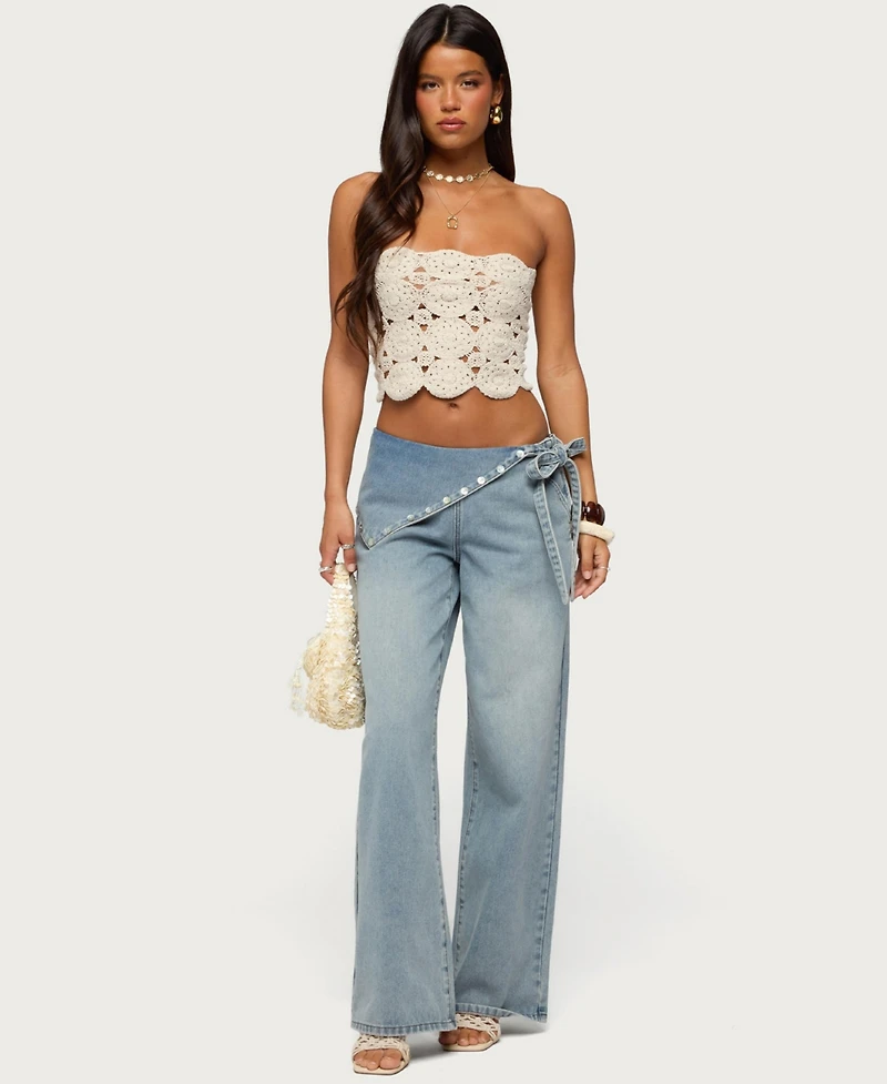 Edikted Women's Laurin Crochet Strapless Top