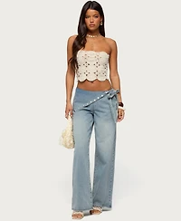 Edikted Women's Laurin Crochet Strapless Top