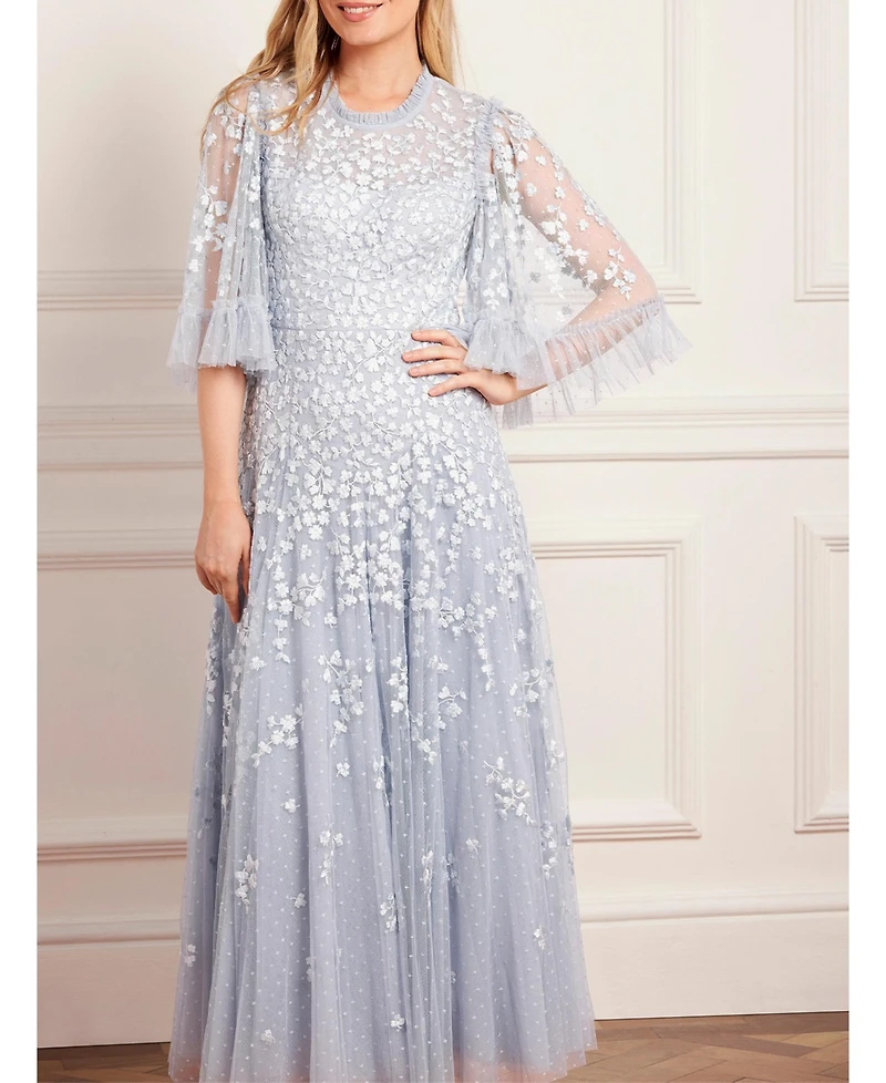 Needle & Thread Women's Scatter Blossom Round Neck Ankle Gown