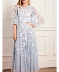 Needle & Thread Women's Scatter Blossom Round Neck Ankle Gown