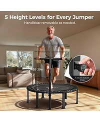 Bcan 40 Inch 500LBS Bungee Trampoline, Quiet Indoor Rebounder with Adjustable Tension and Phone Holder