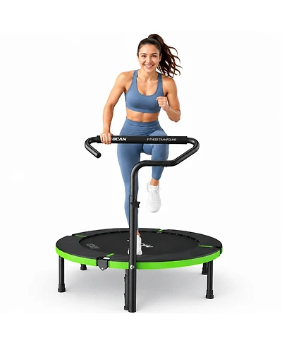 Bcan SP3 Foldable Mini Rebounder Trampoline with Adjustable T Shape Foam Handrail 40 Inch Indoor Garden Workout Trampoline for Adults 330LBS