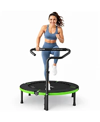 Bcan SP3 Foldable Mini Rebounder Trampoline with Adjustable T Shape Foam Handrail 40 Inch Indoor Garden Workout Trampoline for Adults 330LBS