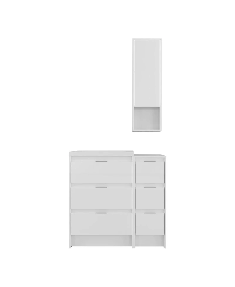 Sillysis 35.4 Inch Modern Bathroom Vanity with Resin Sink, Freestanding Storage Cabinet, Soft Close Drawers, Wall Cabinet