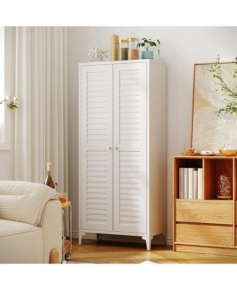 Boyel Living Kitchen Pantry Storage Cabinet, Metal Organizer with 2 Doors and 4 Adjustable Shelves for Home