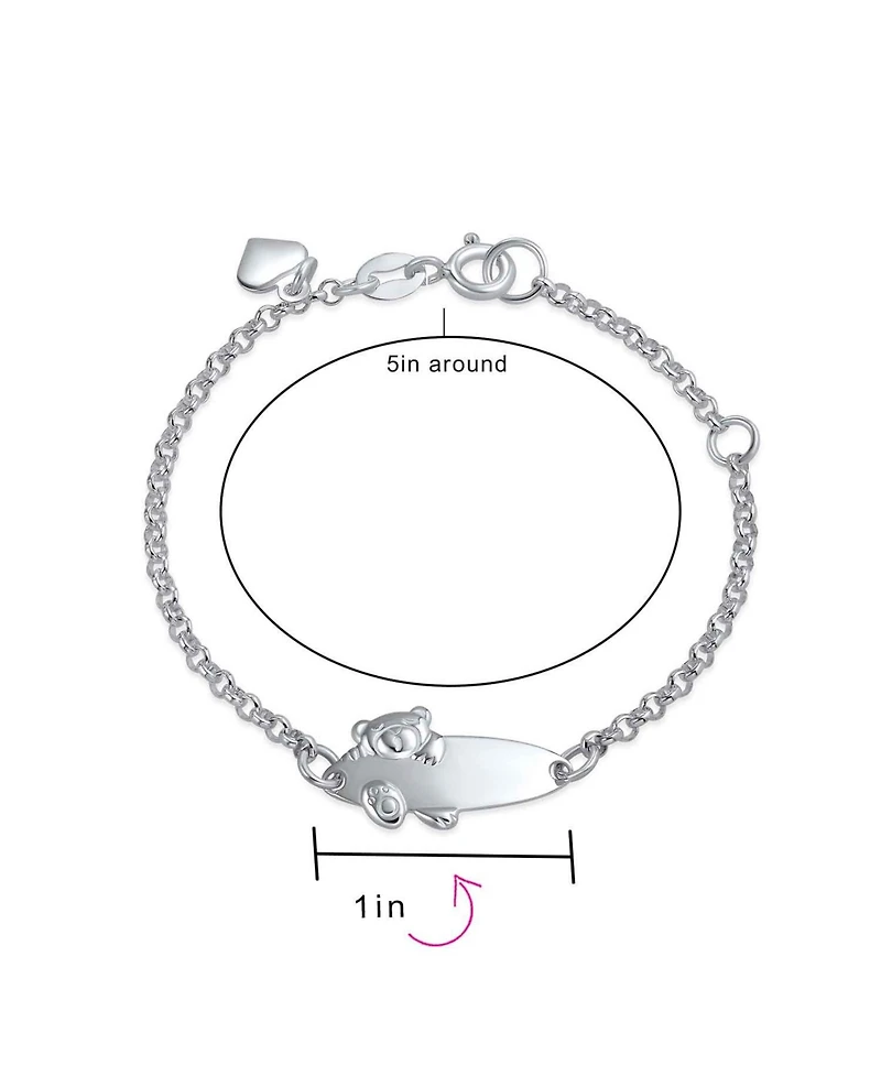 Bling Jewelry Petite Bear Charm Blank Name Identification Id Bolo Bracelet .925 Sterling Silver 5- 6 inch Adjustable