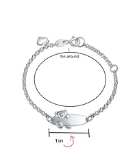 Bling Jewelry Petite Bear Charm Blank Name Identification Id Bolo Bracelet .925 Sterling Silver 5- 6 inch Adjustable