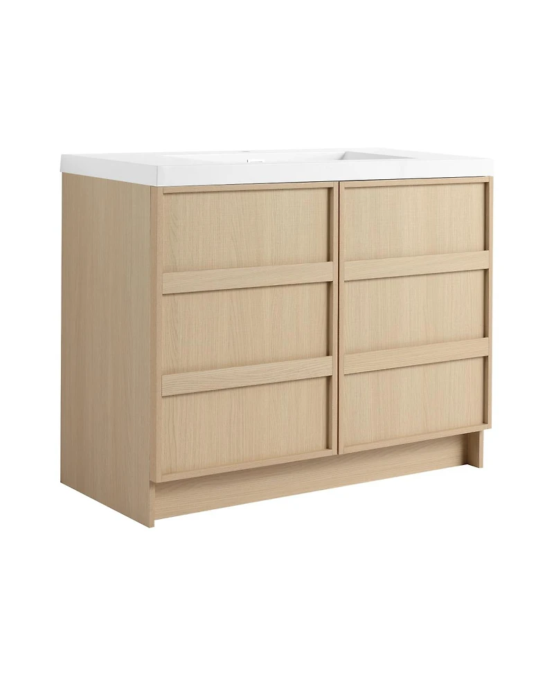 Sillysis Modern Bathroom Vanity with Resin Sink, Soft Close Doors, Adjustable Shelf, Water-Resistant Cabinet, 35/42/47 inch