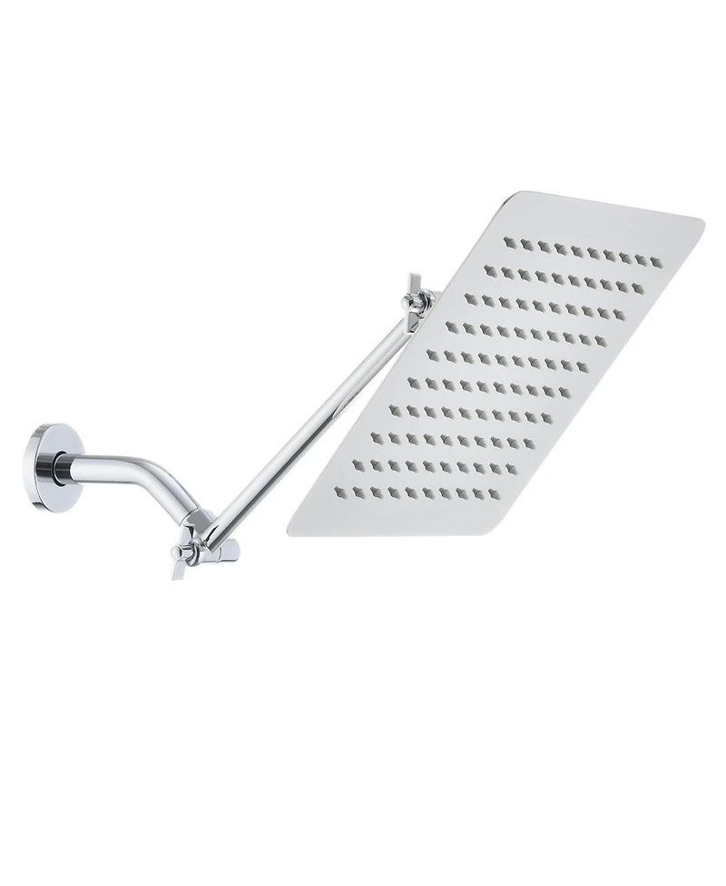 Phying 10 Inch Square Rainfall Shower Head High Pressure Stainless Steel Bath Shower Head Modern Fixed Mount Large Coverage Bathroom Shower