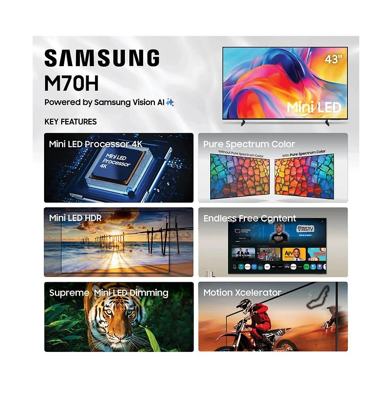 Samsung 43" Class M70H Series 4K Hdr Mini Led Smart Tv - UN43M70H