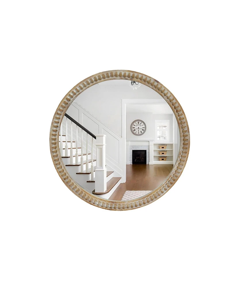 Laoties Modern Round Decorative Wall Mirror with Beaded Frame for Bathroom, Living Room, Entryway