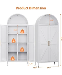 Boyel Living Metal Arched Storage Cabinet with Doors, Farmhouse Cupboard and Pantry with Adjustable Shelves