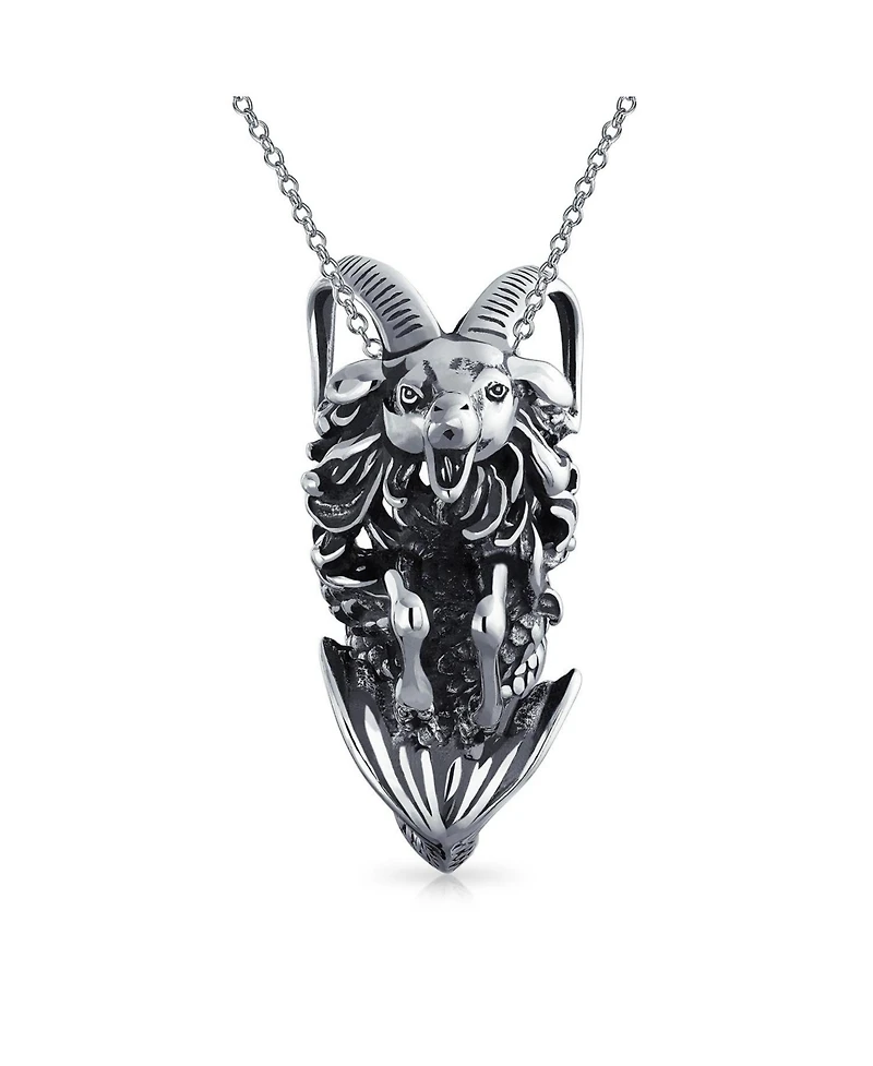 Bling Jewelry Capricorn Zodiac Pendant Necklace Sea Goat Astrology Horoscope Oxidized .925 Sterling Silver