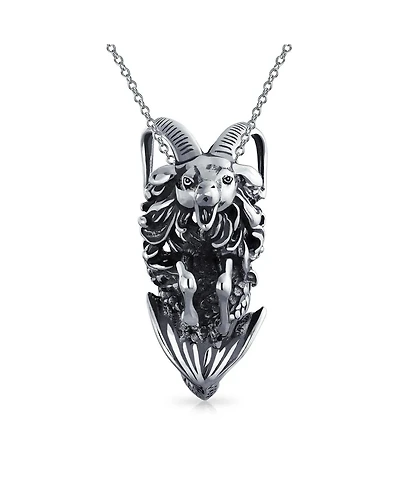 Bling Jewelry Capricorn Zodiac Pendant Necklace Sea Goat Astrology Horoscope Oxidized .925 Sterling Silver