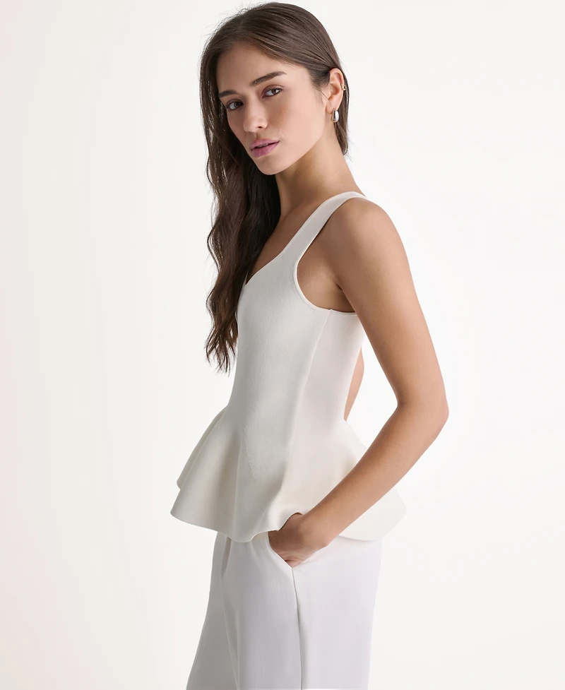 Bcbg Women's Sleeveless V-Neck Peplum Top