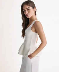 Bcbg Women's Sleeveless V-Neck Peplum Top