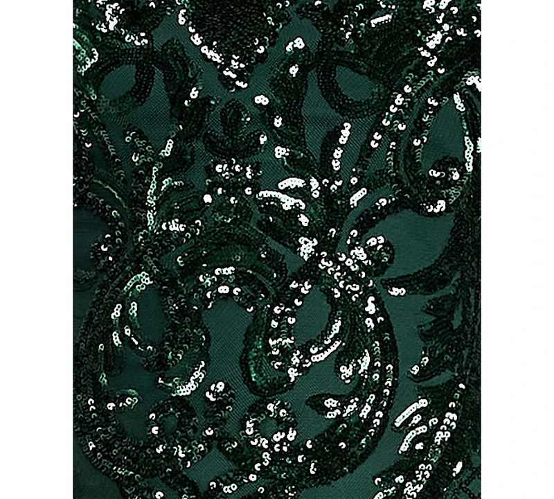 B Darlin Juniors' Pattern Sequin Spaghetti Straps Mini Dress