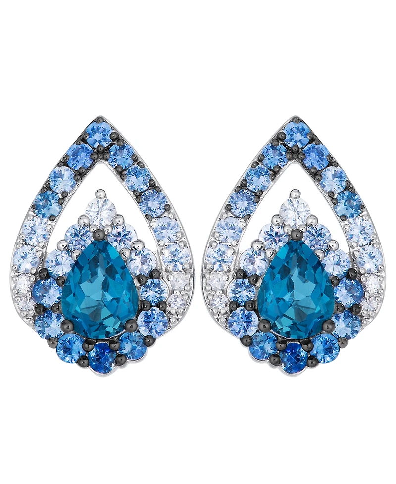 Le Vian Deep Sea Blue Topaz Pear Shaped, Sapphire Ombre & White Sapphire Earrings (4-3/8 ct. t.w.) in 14k Vanilla Gold