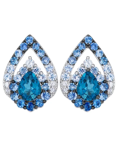 Le Vian Deep Sea Blue Topaz Pear Shaped, Sapphire Ombre & White Sapphire Earrings (4-3/8 ct. t.w.) in 14k Vanilla Gold