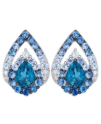 Le Vian Deep Sea Blue Topaz Pear Shaped, Sapphire Ombre & White Sapphire Earrings (4-3/8 ct. t.w.) in 14k Vanilla Gold