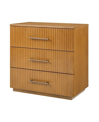 Hulala Home Isla 26''W Modern 3-Drawer Fluted End Table with Charging Station