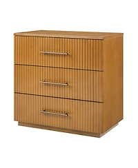 Hulala Home Isla 26''W Modern 3-Drawer Fluted End Table with Charging Station