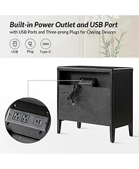 Hulala Home Vettorello Modern 28"W 3-Drawer Solid End Table with Integrated Power Station