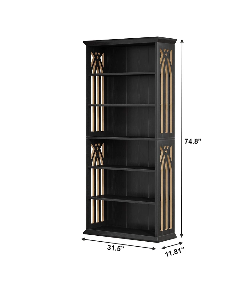 Slickblue 75 Inch Bookshelf with 6 Storage Shelves for Home Office