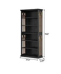Slickblue 75 Inch Bookshelf with 6 Storage Shelves for Home Office